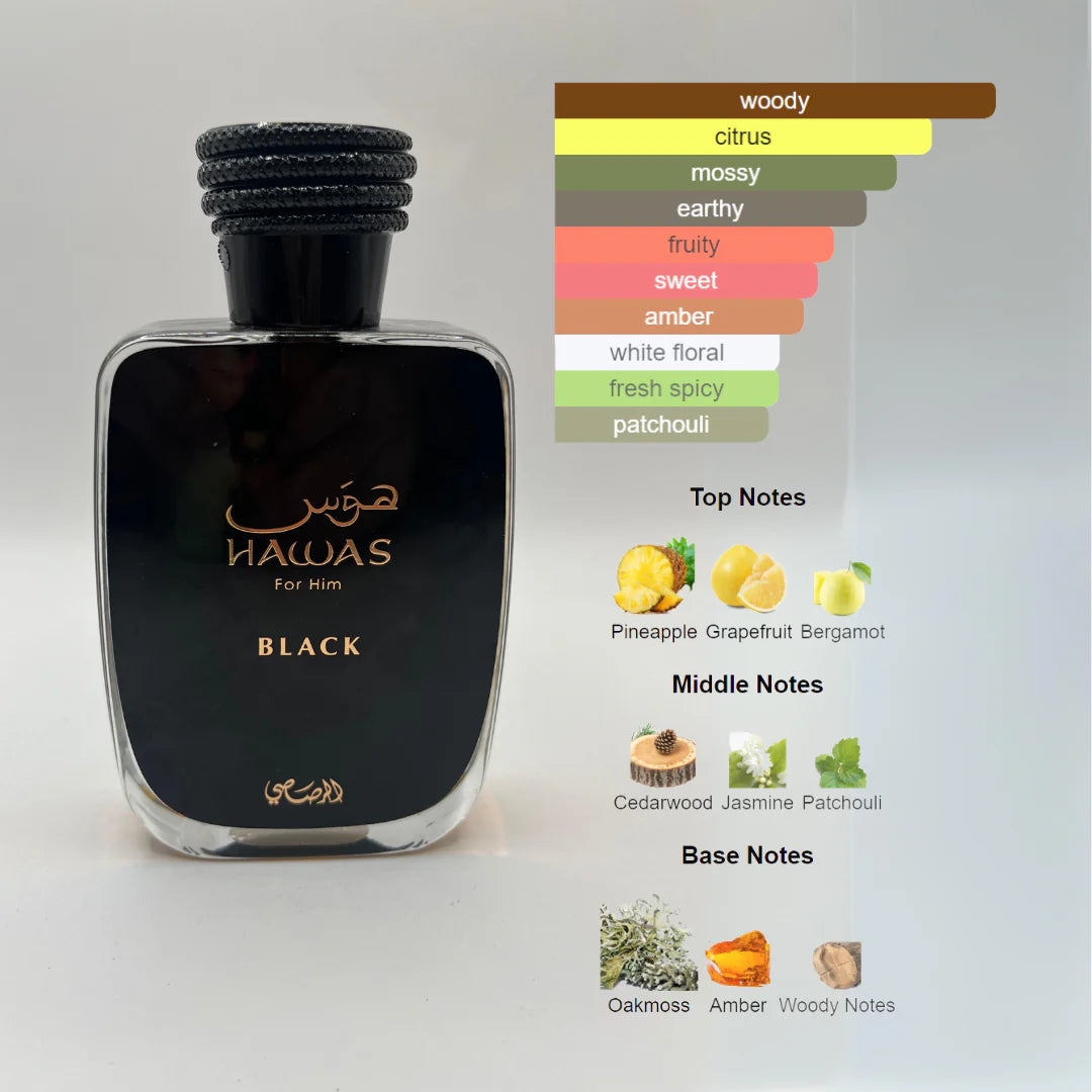 Home RASASI HAWAS BLACK FOR MEN 100ML - EAU DE PARFUM Sale  RASASI HAWAS BLACK FOR MEN 100ML - EAU DE PARFUM