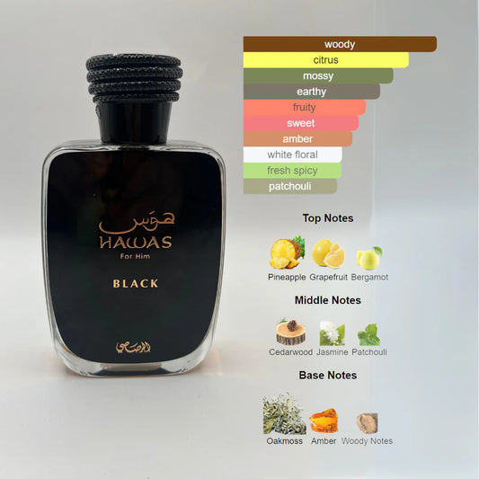 Home RASASI HAWAS BLACK FOR MEN 100ML - EAU DE PARFUM Sale  RASASI HAWAS BLACK FOR MEN 100ML - EAU DE PARFUM